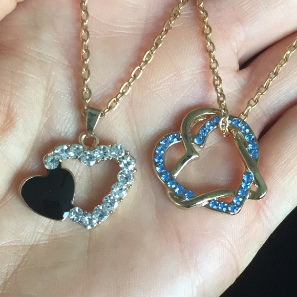 Blue and Black Hearts Gold Tone Necklaces - Picture 2 of 10